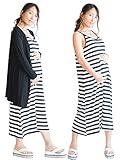greenleafbaby(グリーンリーフベイビー) マタニティ ワンピース カーディガン セット ノースリーブ 白黒 ボーダー (L)