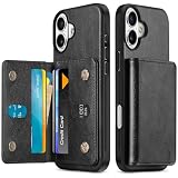 TUCCH iPhone16Plus 対応 ケース 背面 手帳型 アイフォーン16プラスケース PUレザー [RFIDブロッキング] 6つポケット 取り外し不可 財布型 TPU素材 滑り止め 衝撃吸収 マグネット開閉 あいふぉん16プラス携帯ケース 背面カード収納 (2024年発売 6.7インチ 5G アイフォン16プラス対応) グラファイト