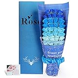 YOBANSA 枯れない花　ソープフラワー 花束 ギフトボックス 誕生日　父の日　記念日　先生の日　バレンタインデー　昇進　転居など最適としてのプレゼント (51,青色の4色)