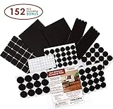 プレミアムフェルト家具パッドセット – 152ピースIncludingボーナスゴムノイズバンパー – Extra粘着Hardwoodの床プロテクター、フェルトパッド椅子脚 – ブラック