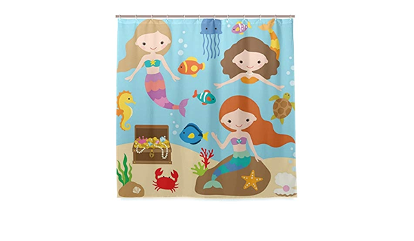 Amazon Wotaka シャワーカーテン かわいい小さな人魚のベクトルイラスト 防水 浴室 お風呂 バスカーテン 洗面所 間仕切り 目隠し用 Hdデジタル印刷 取付簡単 1 180cm シャワーカーテン ホーム キッチン オンライン通販