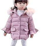 (ラボーグ)La Vogue 子供服 キッズ 中綿ジャケット 綿服 秋冬 女の子 コート アウター ガールズ ベビー 防寒ブルゾン フード付き 毛襟 可愛い ピンク 80