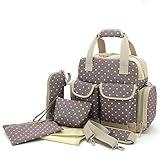 Baby Lovess 5 In 1 Diaper Tote Bags Baby Nappy Bag Mummy Handbag Backpack, Khaki Dot by Baby Lovess