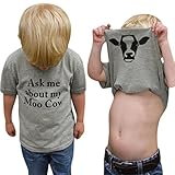 Kunton 可愛い 高品質 子供の赤ちゃんの女の子の男の子の牛の中のレターのソフトトップスかわいいTシャツの服 (4T, A)