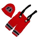 【ノーブランド品】 赤ちゃん　ベビーシャワー　写真撮影　小道具　消防士　仮装　かぎ針編み　ニット　衣装セット