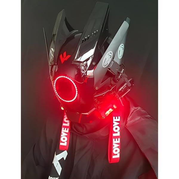 Amazon.co.jp: サイバーパンクマスク コスプレ LEDライト 未来的 メカ