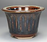 いよじ園 【盆栽鉢】 小石原焼/丸反り深鉢 【海鼠釉】【左右13.5cm】【ミニ鉢～小鉢】