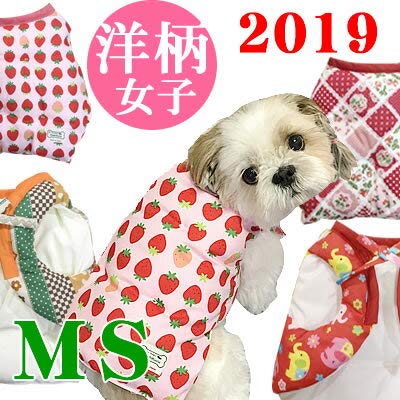 [犬のちゃんちゃんこ　国産品][2019新柄]洋柄 女子　MSサイズ　犬服 ドッグウェア ＭＳ,２．いちごちゃん