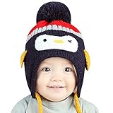 imleckベビーキッズ暖かい冬可愛い動物Littleペンギン帽子厚手ウールイヤーフラップフード帽子