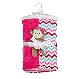 Mini Muffin Super Soft Baby Blanket + Stuffed Animal Combo Pack (Pink Monkey) by Mini Muffin [並行輸入品]