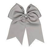 2個入り、18cm (7インチ)、伸縮性タイを使用した大型ブティックチア―ヘアボウ型の女の子の赤ちゃん用ポニーテール押さえ (アズキクリーム)