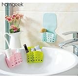 Generic Bluee : Kitchen Bathroom Sink Hanging Storage Bag Rack Sundries Traceless Draining Hanging S