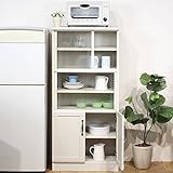 食器棚 ミニ 幅50 高さ120 ラック ガラス 引き戸 食器 収納 ひとり暮らし キッチン収納 おしゃれ ホワイト