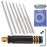 Anopono スジボリ 彫刻刀 筋彫り ライン ラインスクライバー プラモデル ガンプラ タガネ 7本セット 0.1mm 0.2mm 0.4mm 0.6mm 0.8mm 1.0mm 2.0mm (ブラック・ガイドテープ)