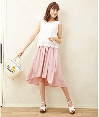 Amazon Co Jp イング Ingni レースドッキングマキシワンピース オフホワイト ピンク M 服 ファッション小物