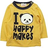 《初夏春秋対応》 ☆GARACH(ギャラッチ) 天竺 I HAPPY MAKES 長袖Tシャツ 95cm /YE NO.AH-1711407
