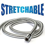 HotelSpa 5 to 7 Foot Extra Long Stretchable Stainless Steel Shower Hose Stretches to Your Needs! [並行