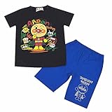 アンパンマン Tスーツ 半袖　Tシャツ　ハーフパンツ プリント バイキンマン ドキンちゃん 夏物 fpo-ha2633 95cm ブラック/ブルー