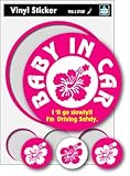 SK-075 Baby in car ハイビスカス ベビーインカー 車　出産祝い
