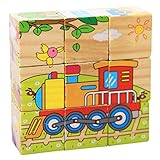 Demiawaking　かわいい幼児 子供 教育教材 木のおもちゃ　知育/啓蒙教育おもちゃ 　電車積み木・6模様できる