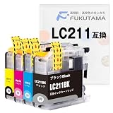 【フクタマ】 LC211-4PK 4色セット ブラザー (brother)用 互換インクカートリッジ LC211BK/211C/211M/211Y 対応機種 DCP-j968N DCP-J562N MFC-J737DN MFC-J837DN MFC-J887N MFC-J907DN MFC-J997DN MFC-J997DWN DCP-J767N DCP-J963N 等(LC211-4色セット)