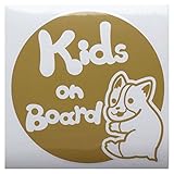 ゴールド（金） 犬 コーギー 円 Kids on board キッズオンボード ステッカー 窓ガラス用シールタイプ 車 円戌 干支 動物