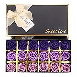 AMAA ソープフラワー バラ　石鹸花 造花　枯れない　ギフトボックス付く　母の日 お祝い 誕生日 結婚記念日　ギフト　ブルー　ピンク　レッド　紫 (紫 18本)