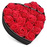 YOBANSA ソープフラワー 造花 枯れない 花　ハートフラワー形状ギフトボックス　誕生日　母の日　記念日　先生の日　バレンタインデー　昇進　転居など最適としてのプレゼント (赤いバラ)