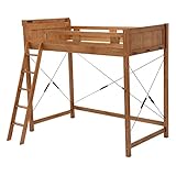 天然木ロフトベッド シンプルハイベッド 子どもベッド 宮付ベッド コンセント付ハイベッド (ロフトベッド, ブラウン) [並行輸入品]
