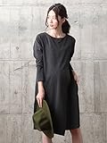 Angeliebe エンジェリーベ マタニティ ワンピース 授乳口付き ポンチ フロント ラップ ワンピ 妊婦服 産前 産後 長袖 S～M 杢チャコール 22216 22216301