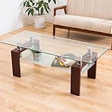 【センターテーブル おしゃれ】美感でスタイリッシュ ★ 120cm幅 ガラステーブル 強化ガラス採用 ガタつき防止アジャスター ディスプレイ 北欧スタイル 色：ダークブラウン