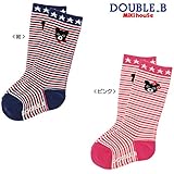 mikihouse Double_B(ミキハウスダブルB)ベア＆ベアガール 細ボーダーハイソックス 13-15cm,ピンク（０８）