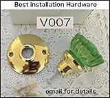 Single 2" # V007 Green knob with the best Polished Brass hardware for door/drawer of any thickness C