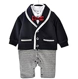 Asiso 子供服 男の子スーツ フォーマル ロンパース 赤ちゃん カバーオール 新生児 長袖 出産祝い 写真撮影 コン 60cm
