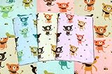 赤ちゃん おすすめ バスタオル やわらか 無撚糸 60×120cm 3枚セット 子ぐま (ブルー)