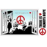 Alonlineアート – Banksy Collage Girl Umbrella Soldiers Hill Kids Fake 3dウィンドウビニールステッカーデカール 60"x35" - 15