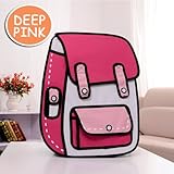 図の漫画のバックパックのスクールバッグの驚くべき2次元スタイル (濃いピンク)