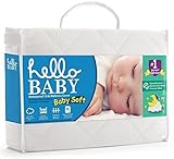 Hello Baby Waterproof Crib Mattress Cover- Quilted Ultra Soft White Bamboo Terry Fitted Sheet Style 