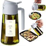 TrendPlain 470ml オイルスプレー 料理用 - 2in1 油 スプレー ボトル＆ディスペンサー 遮光・貼付けシール付き キッチンガジェット エアフライヤー サラダ バーベキュー用ー アッシュ