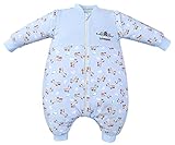 エルフ ベビー(Fairy Baby)新生児スリーパー 赤ちゃん寝袋 防寒着長袖 2Way 動物柄 ブルー 60CM