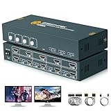 HDMI KVMスイッチ コンピューター4台 モニター2台、USB3.0 4ポートデュアルモニタースイッチ コンピューター3台、コンピューター4台、4k@60HZ、アダプティブEDID、4イン2アウトKVMスイッチャー。