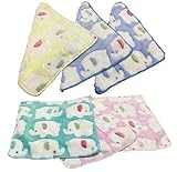 子供用柔らかタオル (6枚セット, ピンク・青・黄・緑)