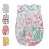 RAKUES JAPAN 8重 ガーゼスリーパー ふわふわ ガーゼ8枚 (60cm丈（ベビー）, クマ,キリン)