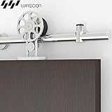WinSoonモダンホームデコレーション花ローラープーリスチールスチールスライドバーンドアハードウェアトラックフラットレールブラケットセット GCM2707-1