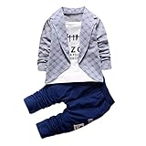 MIOIM ベビー服 長袖 t シャツ レジャースーツ ロングパンツ フォーマル カジュアル 上下セット 2点セット 正装的な感じ 男の子 洋服 夏秋服 80 90 100 110 (グレー, 100