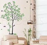 PopDecors - Spring Tree - (71 inch H) - Custom Beautiful Tree Wall Decals for Kids Rooms Teen Girls 