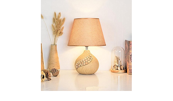 Amazon Rhlight ロフトレトロな陶芸のテーブルスタンドライト 北欧和風陶器ベース布ランプシェードデスクランプ アメリカの国卓上e26 E27 Ledライト 夜スタンドライト間接照明 テーブルライトedison 電球雰囲気作り 卓上照明 デスクライト リビングルーム ベッド