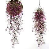 観葉植物 Sorliva 観葉植物 インテリア シミュレーション 籐植物 造花 人工偽 リビング ルームの壁の装飾 ホーム インテリア (レッド)