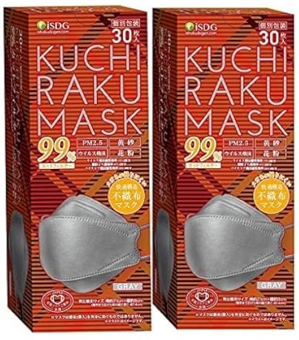 Amazon.co.jp: ISDG KUCHIRAKU MASK (クチラクマスク) グレー 5枚入