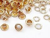2[ハ4] 400組入 ハトメ 4mm 両面ハトメ 座金付 穴あけ 鉄製 ハトメ金具 鳩目 穴径4mm レザークラフト ハトメ ドール ハトメ 足長3mm 傘 径8mm 穴径4mm 400個入 マットゴールド